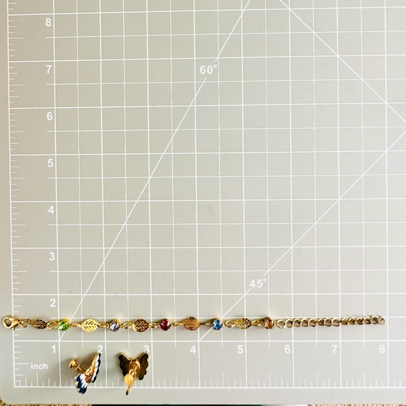 Vintage Butterfly Earrings & Rhinestone Bracelet - Picture 8 of 10